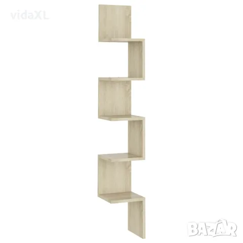 vidaXL Стенен ъглов рафт, дъб сонома, 20x20x127,5 см, инженерно дърво