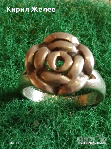 Модерен сребърен пръстен флорален мотив стил и елегантност много красив 42216, снимка 3 - Пръстени - 53762806