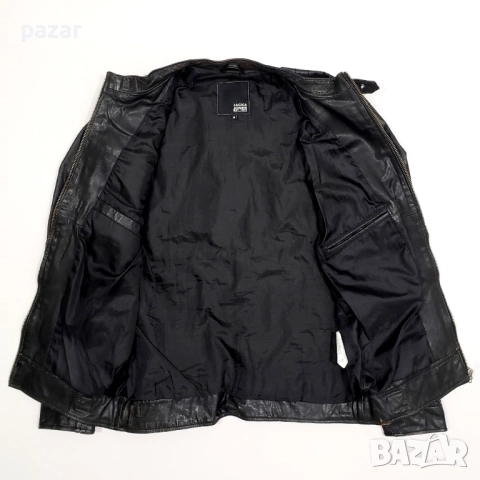 JACK & JONES Мъжко Кожено Яке Рокерско Мото Естествена Кожа M-L, снимка 4 - Якета - 46869715