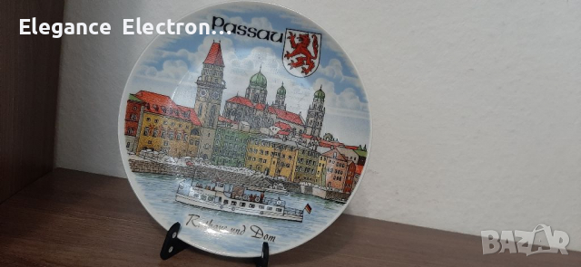 Декоративна винтидж порцеланова стенна чиния Passau 19x19см, снимка 7 - Други - 36485349