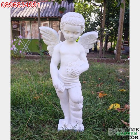 Ангел от бетон градинска фигура в бял цвят, снимка 3 - Градински мебели, декорация  - 40694938