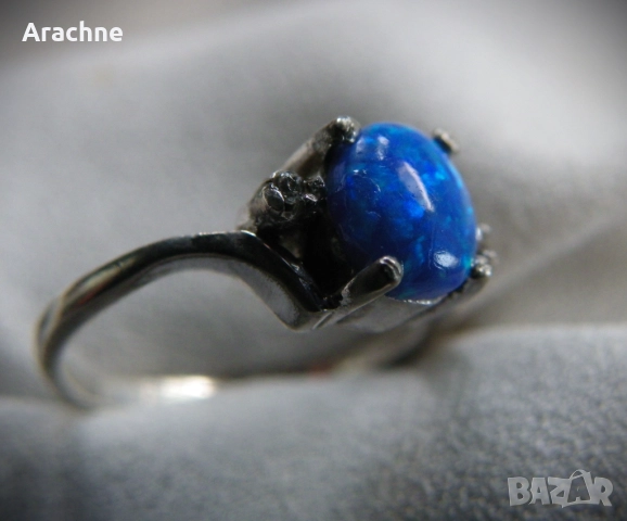 Сребърен пръстен с естествен опал, снимка 7 - Пръстени - 23452669