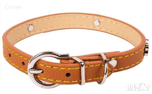 Кожен нашийник, каишка за куче 35x1.5 - кафяв, снимка 2 - За кучета - 42341299