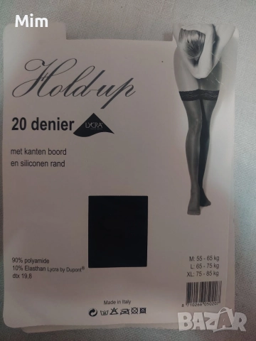  Резервирани Holdur M 20 den Черни чорапи с дантела , снимка 2 - Бельо - 56026974