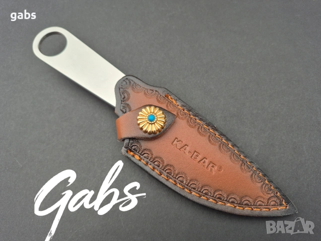 Нож KA BAR OLEAN NY ,фултанг с кожена кания, снимка 5 - Ножове - 53402353