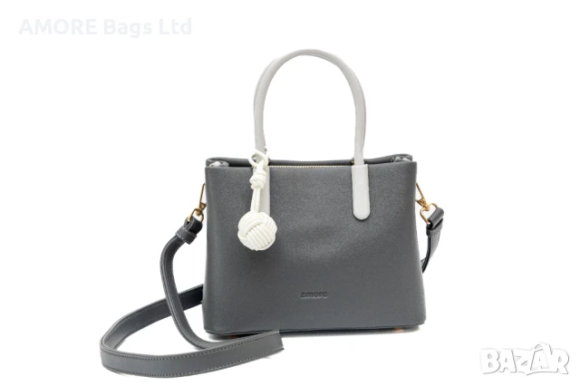 Класическа дамска чанта AMORE Alessia - Grey, снимка 6 - Чанти - 50657729
