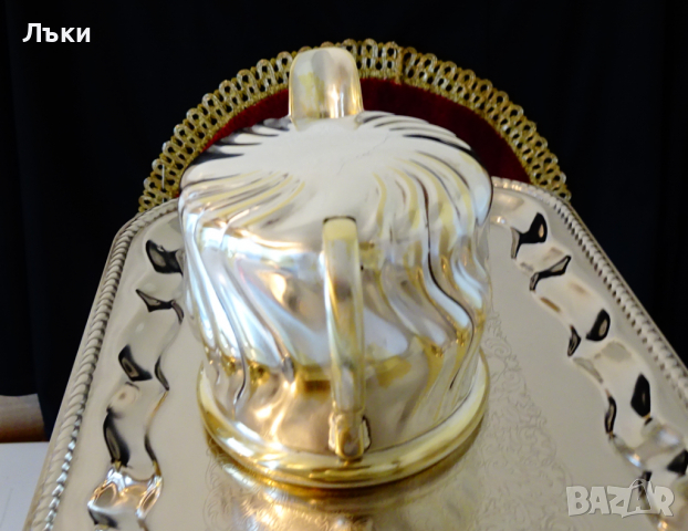 Посребрена захарница с чисто сребро проба 1000. , снимка 10 - Антикварни и старинни предмети - 36213390