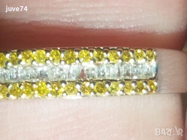 СРЕБЪРЕН  ПРЪСТЕН С  ЕСТЕСТВЕНИ ЖЪЛТИ  И БЕЛИ  ДИАМАНТИ  СЕРТИФИКАТ , снимка 6 - Пръстени - 52837619