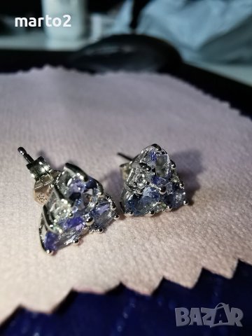 Елегантни сребърни 925 Обеци с Танзанити и Циркони!, снимка 11 - Обеци - 40435579