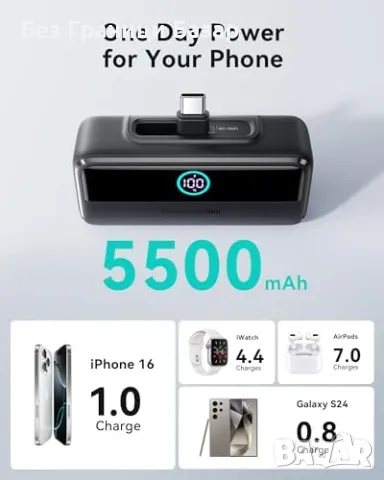 Нов Компактен 22.5W Power Bank с Вграден USB-C Конектор Външна батерия, снимка 4 - Външни батерии - 49533548