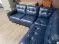 Син кожен ъглов диван, снимка 5
