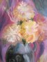 Картина -масло, фазер, ваза с хризантеми,51х36см., снимка 2