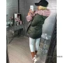 Зелено дамско зимно яке парка с пух в цвят кафе, снимка 2