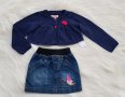 Бебешка дънкова пола и жилетка болеро 9-12 месеца, снимка 1 - Комплекти за бебе - 44193517