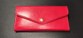 Червен дамски кожен портфейл, ръчна изработка 