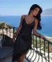 Черна сатенена рокля с дантела С размер , снимка 4