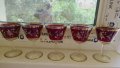 Винтидж Стари Кристали Гравирани Чаши Вино Цветно Стъкло , снимка 1 - Антикварни и старинни предмети - 41412211