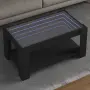 vidaXL Маса за кафе с LED, черна, 93x53x45 см, инженерно дърво, снимка 2