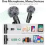 Нов Безжичен двоен Lavalier микрофон за iPhone Android USB-C Lightning TikTok влог видео, снимка 6