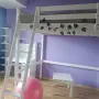 IKEA двуетажно с надстройка легло с матрак и под матрак. Материал дърво, снимка 4