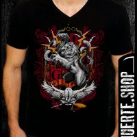 Черна тениска с щампа LION SNAKE OWL, снимка 1 - Тениски - 42675590