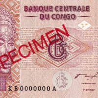 ❤️ ⭐ Конго ДР 2007 50 франка образец Specimen UNC нова ⭐ ❤️, снимка 2 - Нумизматика и бонистика - 41716927