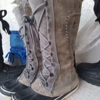 КАТО НОВИ  водоустойчиви апрески SOREL® Snow Boots original, 35 - 36 топли боти,100% естествена кожа, снимка 2 - Дамски апрески - 39618929