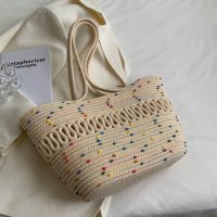 Плетена чанта тип кошница Beige, снимка 9 - Чанти - 41477465
