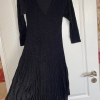 Нова черна ежедневно елегантна рокля рипс рипсена еластична разкроена свободен модел, снимка 1 - Рокли - 42607919