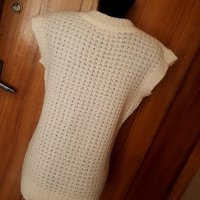 Кремаво бяла дебела туника плетка с къс ръкав Л/ХЛ, снимка 3 - Блузи с дълъг ръкав и пуловери - 34397759