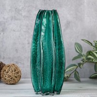 Стъклени вази в тюркоаз, снимка 3 - Вази - 41916790