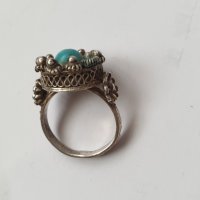 Стар филигранен сребърен пръстен, снимка 4 - Антикварни и старинни предмети - 42702371