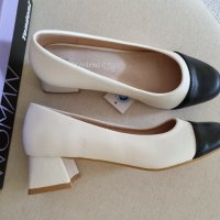 Черно-бели обувки 37 номер ежедневни удобен ток еко кожени  , снимка 10 - Дамски ежедневни обувки - 41655825