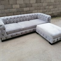 Триместен диван с копчета, снимка 1 - Дивани и мека мебел - 39909175