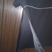 черна официална блуза с камъчета и големи странични цепки, снимка 3 - Корсети, бюстиета, топове - 35997946