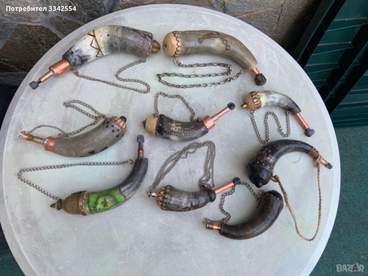 БАРУТНИЦА ОТ РОГ , снимка 1