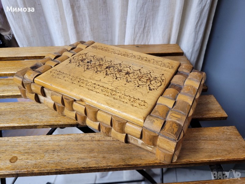 дървена стара кутия за бижута, аксесоари, снимка 1
