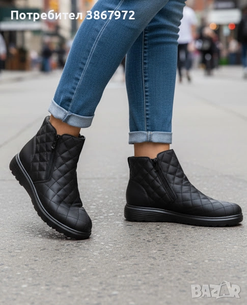 Дамски Боти на квадрати с два ципа , снимка 1