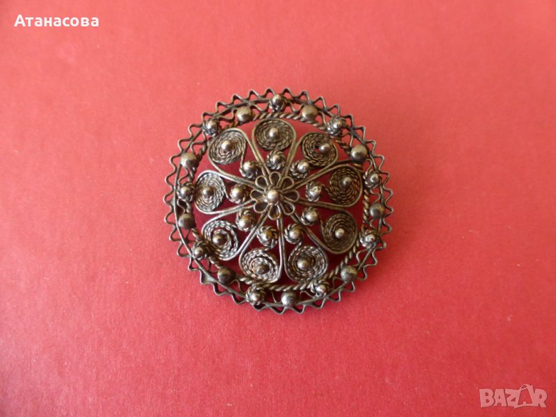 Брошка филигран кръгла, снимка 1