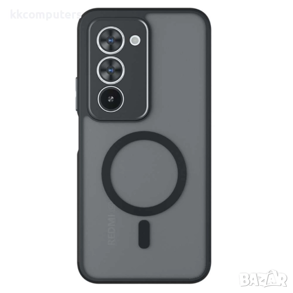 Защитен калъф с Протектор за Xiaomi Redmi 15 5G/4G | Удароустойчив PC+TPU, MagSafe |Цвят: Черен, снимка 1