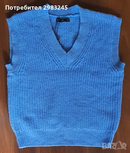 Дамска синя жилетка без ръкави , снимка 1