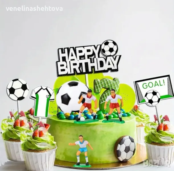 Футбол футболисти Soccer пластмасови фигурки врата топери за декорация на торта , снимка 1