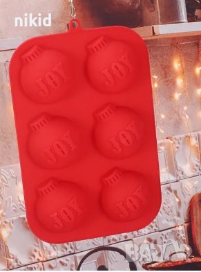 6 големи Коледни топки коледна топка играчки joy силиконов молд форма фондан гипс шоколад, снимка 1