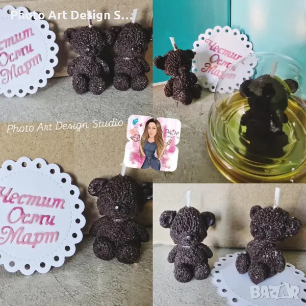  НОВО ✨ Мини свещ "Мече" с неустоим аромат на ябълка и канела! 🕯️, снимка 1