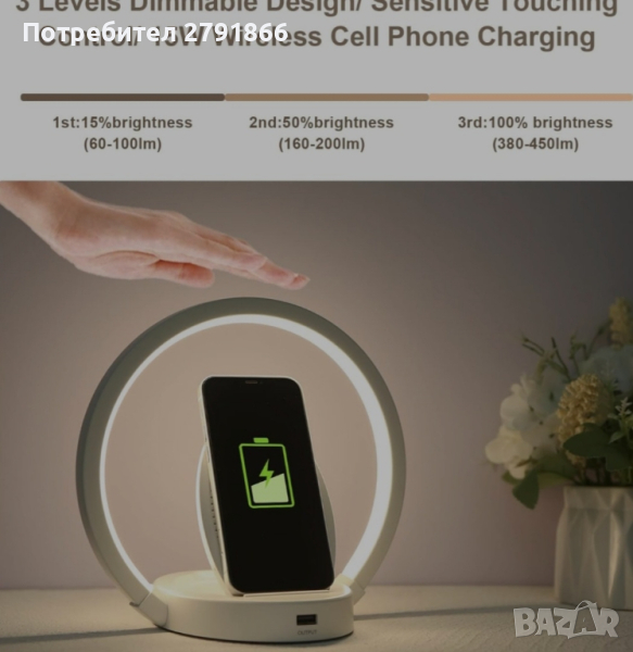 Neoglint LED нощна лампа с   функция за зареждане на IP-Hone и S-Amsung P-Hone, снимка 1