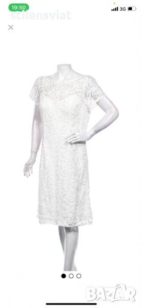Дамска бяла рокля с паети и камъни, снимка 1