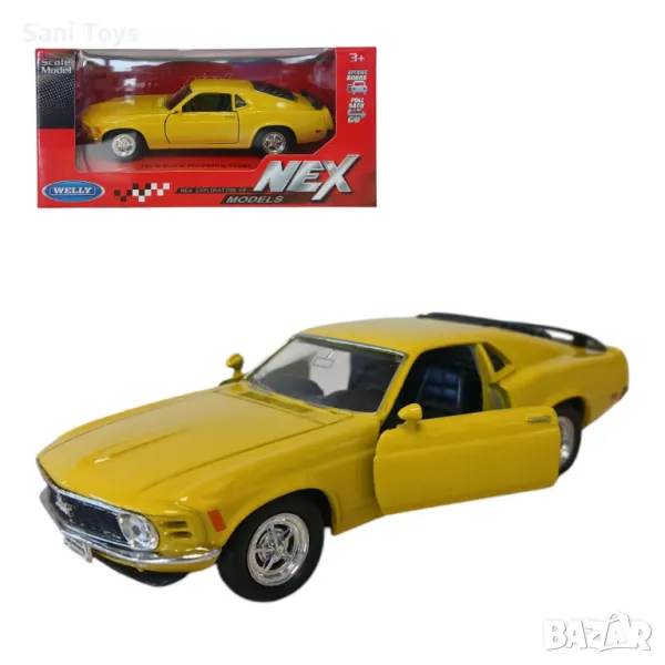 Метална кола Welly NEX – 1970 Ford Mustang Boss 302, 1:34, снимка 1