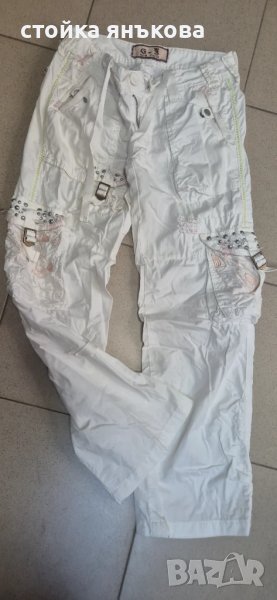 Уникален дамски бял панталон външни джобове , снимка 1