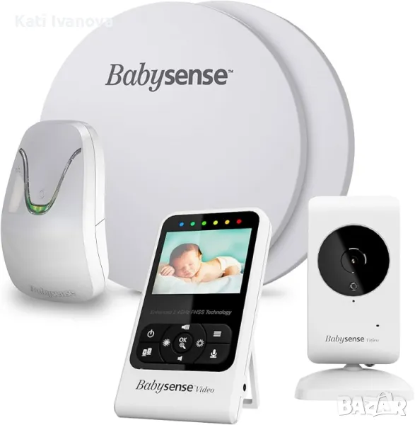 Babysense бебефон  Монитор за движение на бебето - Комплект пакет - Babysense видео Бебефон V24R , снимка 1