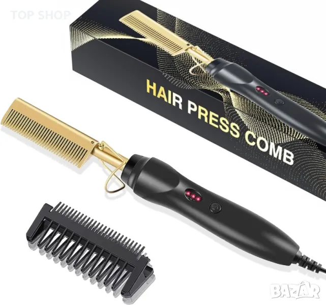 Електрически гребен за брада и коса Hot Comb Gold, снимка 1